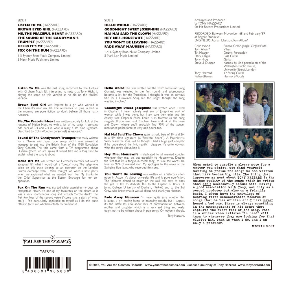 Tony Hazzard – ...sings Tony Hazzard LP (You Are The Cosmos)